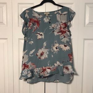 Loft Floral Ruffle Blouse
